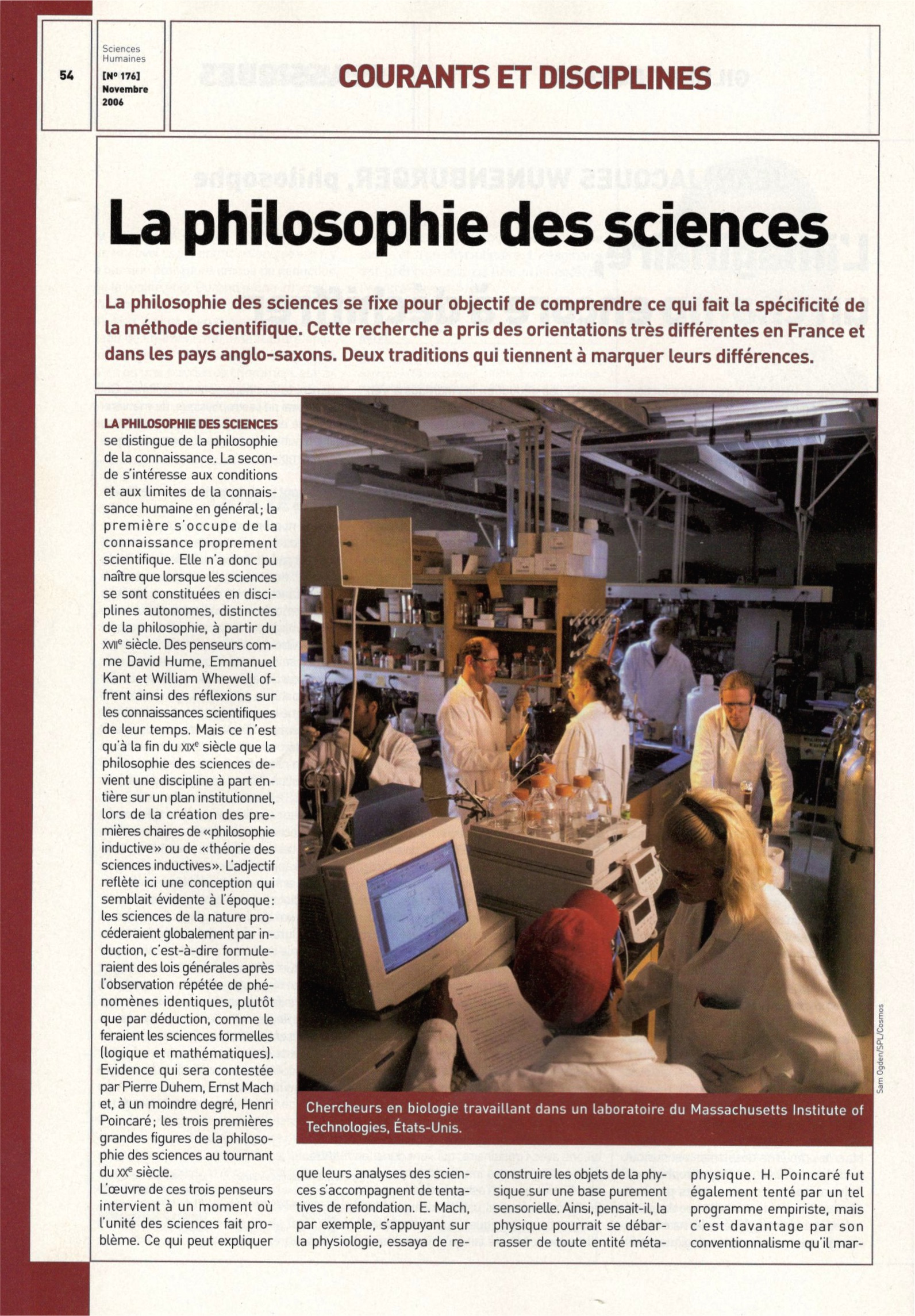 La philosophie des sciences