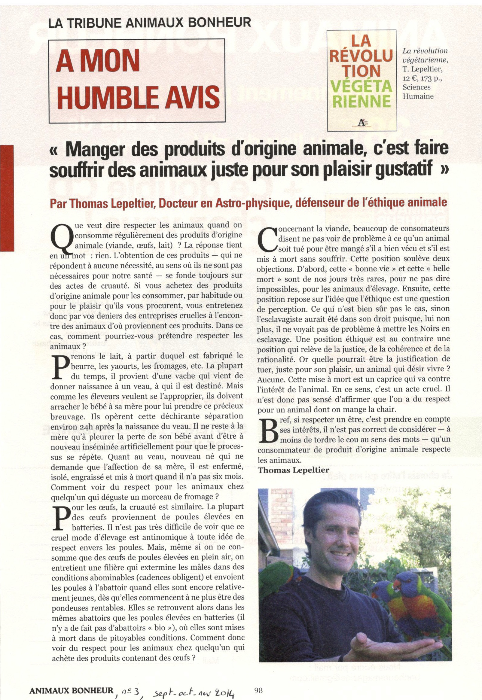 Respect des animaux et végétalisme